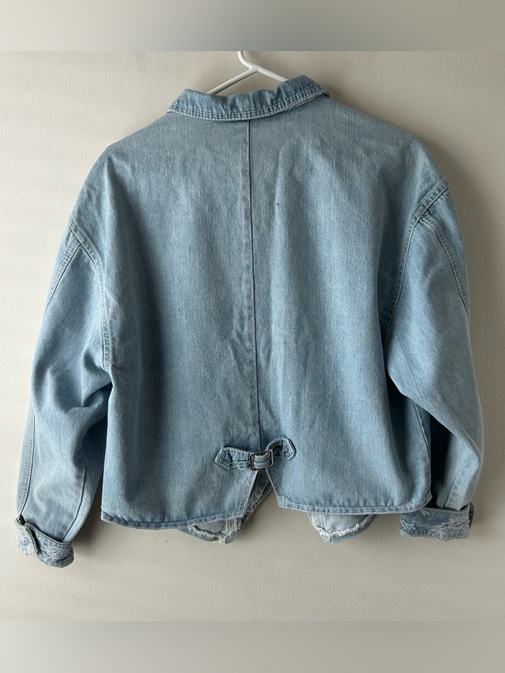 Vintage Coastal Cowgirl Western Pulse by Aero Denim Lace Jacket Blue White L - Picture 11 of 16